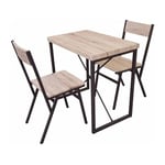 Urban Living - Ensemble de table avec 2 chaises en bois avec struture en métal noir table 80l x 50l x 75h cm / chaise 42 x 39 x 85cm - Bois