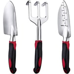 FANHAO Outils de Jardinage, Trois pièces d’Outils de Jardinage Lourds moulés en Aluminium avec Une poignée antidérapante caoutchoutée, des Outils à Main de Jardin durables Cadeaux de Jardin (Rouge)