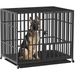 Wisfor Hundbur XXL, hundlåda, stor hundtransportlåda metall kennel black