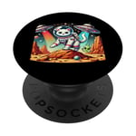 Astronaute spatial amoureux des chats volant OVNI Aliens Galaxy Kitty PopSockets PopGrip Adhésif