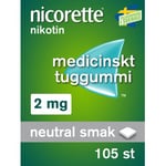 Nicorette Tuggummi Neutral Smak 2 mg Tuggummi, 105 st