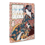 Lady Playing An Instrument By Yashima Gakutei Asian Japanese Canvas Wall Art Print Ready to Hang, Framed Picture for Living Room Bedroom Home Office Décor, 30x20 Inch (76x50 cm)