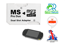 Sony PSP Pro Duo Memory Card Adapter Dual Micro SD TF Converter - Fast Free Post