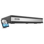 ZOSI CCTV 4K POE NVR 8MP 16 Channel with 4TB Hard Drive 24/7 Recording Playback