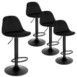 EUGAD Tabouret de Bar (Lot de 4), Chaise de Bar Pivotant, Tabouret de Bistrot, Tabouret de Comptoir,Tabouret, avec Dossier, Socle Rond, Repose-Pieds, en Métal, Noir, 1050BY-4