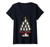 Womens Ragdoll Cat Xmas Lighting Santa Ragdoll Cat Christmas Tree V-Neck T-Shirt