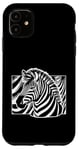 Coque pour iPhone 11 Zèbre Noir Blanc Savane Animaux Afrique Motif Zèbre