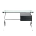 Knoll - Franco Albini Mini Desk, Svartbetsad modul med 2 lådor - Skrivbord - Franco Albini - Transparent - Glas/Metall/Trä