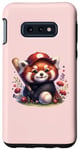 Coque pour Galaxy S10e Joli baseball jouant un panda rouge sur un rose