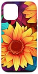 Coque pour iPhone 12/12 Pro Rainbow Sunflowers - Tournesols Arc-en-Ciel Vibrants