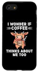 Coque pour iPhone SE (2020) / 7 / 8 Adorable vache Kawaii I Wonder If Coffee Thinks About Me Too