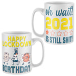 Purple Print House Happy Lockdown Birthday Gifts, Funny Mugs 2021 Still Sh*t, Novelty Mug Teenagers Men Women Office Coffee Cup Joke, White, One Size