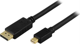 Deltaco DP-1111 DisplayPort-kabel 1 m Mini DisplayPort Sort