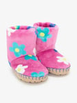 Hatley Girls Fuzzy Fleece Daisy Slipper Boots, Pink, Size Age: 1-2 Older