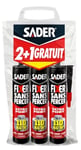 Mastic de Fixation Sader Fixer Sans Percer Extra Fort Lot de 2 Cartouches 310 ml + 1 Gratuite