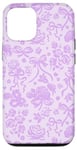 Coque pour iPhone 12/12 Pro Coquette Dentelle Mauve avec Noeuds et Roses