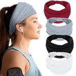 AiQInu 4 PièCes Bandeau Cheveux Femme Large, éLastique Bandeau, Yoga Sport Headband Pour Femmes Et Filles