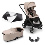 bugaboo Black Dragonfly Komplett barnevognsett Desert Taupe inkludert tilbehør