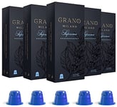 Grano Milano Supremo 50 Coffee Pods Compatible with Nespresso Original line, Medium Roast - Intensity 11/12, Coffee Capsules Made in Italy Espresso Coffee