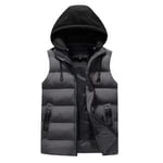 YOUTHUP Homme Gilet de Matelassée à Capuche Doudoune Blouson Zipé Temps Libre Sport Fitness Basic Outdoor Style Mix Veste Doudoune Homme Gilet d'Hiver Léger Épais Chaud, Gris, M