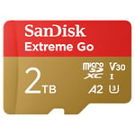 SanDisk 2TB Extreme Go micro SDXC card + SD adapter, (For Android Devices, Gaming Consoles, Drones, Action Cams, UHS-I, up to 250 MB/s, V30, 5K, 4K, UHD, Rescue PRO, Class 10, U3) For Amazon