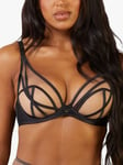 Playful Promises Ramona Strap Detail Illusion Mesh Plunge Bra