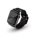 JT Berlin Alex Vintage Bracelet Apple Watch 42 mm / 44 mm / 45 mm / 49 mm Bracelet en cuir [Watch Ultra / SE / Series 8 / 7 / 6 Bracelet de rechange en cuir souple avec fermoir en acier inoxydable Noir/noir (taille M/L)