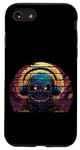 Coque pour iPhone SE (2020) / 7 / 8 Casque rétro vintage coucher de soleil crâne orange Halloween lune