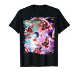 Laser Space Cat Eating Pizza, Galaxy Lazer Eye Cats T-Shirt