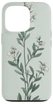 iPhone 13 Pro Leaves Botanical Plant Line Art Sage Green Wildflower Floral Case