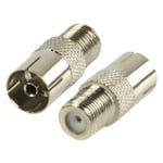 Pack of 2 Screw on F Socket to Female Coax Socket Adaptor for Aerial Cable TV RF