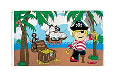 AZ FLAG Drapeau Garçon Pirate île au trésor 150x90cm - Drapeau Corsaire tête de Mort 90 x 150 cm - Drapeaux