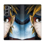 Housse Cuir Portefeuille pour Samsung Galaxy S21 Manga Naruto Blanc