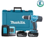 Makita DHP453F001 18V Brushless Combi Drill + 2 x 3Ah Batteries, Charger & Case