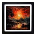 Apocalypse Now Palette Knife Painting Framed Wall Art Print, Ready to Hang Picture for Living Room Bedroom Home Office, Black 18 x 18 Inch (45 x 45 cm)