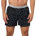 Emporio Armani Men's Loungewear Yarn Dyed Woven Pyjamas Boxer Briefs, Black/Stone Eagles, S