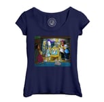 T-Shirt Femme Col Echancré Simpson Bart Jesus Nativite Chretien Parodie