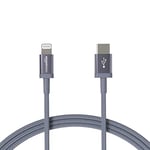 Amazon Basics - USB-C to Lightning Charger Cable, Nylon Braided Cord, MFi Certified for Apple iPhone 14 13 12 11 X Xs Pro, Pro Max, Plus, iPad, 1.8 m, Dark Grey