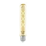 Eglo Ampoule LED tube E27, lampe Edison à incandescence en forme de tige, éclairage vintage et rétro, 4 watts (correspond à 32 watts), 350 lumens, blanc chaud, ambré, 2200 Kelvin, T30, Ø 3 cm