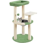 Yaheetech 90cm Cat Tree Tower with 2 Perches & 2 Scratching Posts & Rremovable Capsule Nest for Indoor Cats, Indoor Cat House, Cat Climbing Tree Activity Centre, Army Green/Beige