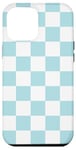 Coque pour iPhone 12 Pro Max Bleu poudré esthétique à carreaux, pastel danois, damier