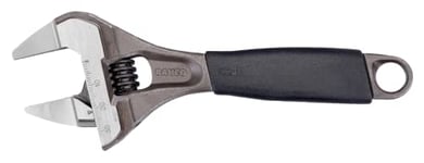 Bahco BAH9031RTUS Ergo Big-Mouth Adjustable Wrench Thin Jaw Wide Mouth with Rubber Handle - 8 Inch - Black Phosphate Finish