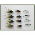 Wet Trout Fishing Flies, 12 Green Peter, Insect Green & Gorgeous George, 10/12