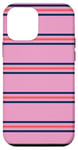 Coque pour iPhone 12 mini Rose Bleu Marine Rayé Girly Esthétique Preppy Stripe