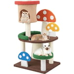 Costway - Arbre à Chat Mignon en Forme de Champignon, Tour à Chat 4 en 1 avec Condo et Griffoir en Sisal, Centre d'Activités pour Chaton avec Boule à