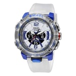 2023 Nya Sportklockor Herr Smael Vattentät Analog Digital Quartz Armbandsur Man Mode Stoppur Alarm Clock 8058 Man Watch White Blue