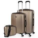 ITACA - Valise Moyenne, Valises Rigides, Valise Rigide, Valise Semaine pour Tout Voyage, Valise Soute de Luxe T71560, Champagne