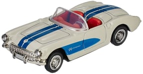 NEWRAY, CHEVROLET Corvette 1957 cabriolet blanc à bandes bleus, échelle 1/43,...