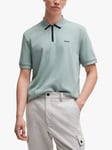 HUGO Zip Neck Polo Shirt, Open Grey