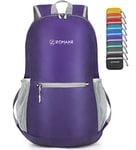 ZOMAKE Sac a Dos Pliable Ultra Léger - Sac à Dos Pliable De Randonnée Petit Packable Daypack 20L Pour Femme Homme Sports Et Plein Air(Violet)